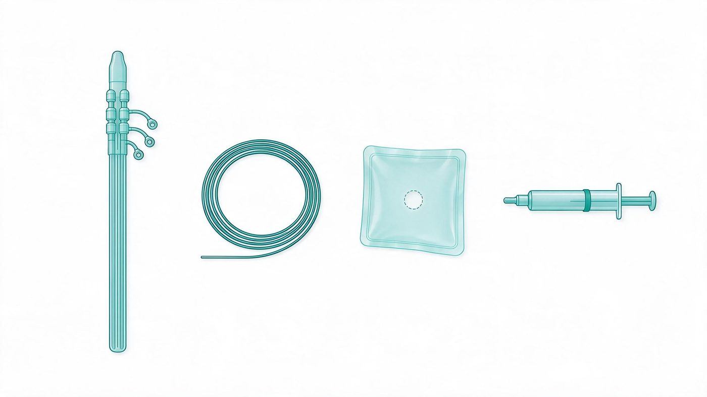 Central venous access kit illustration (illustrative)